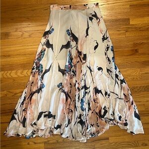 A.L.C. White abstract floral printed silk maxi skirt
